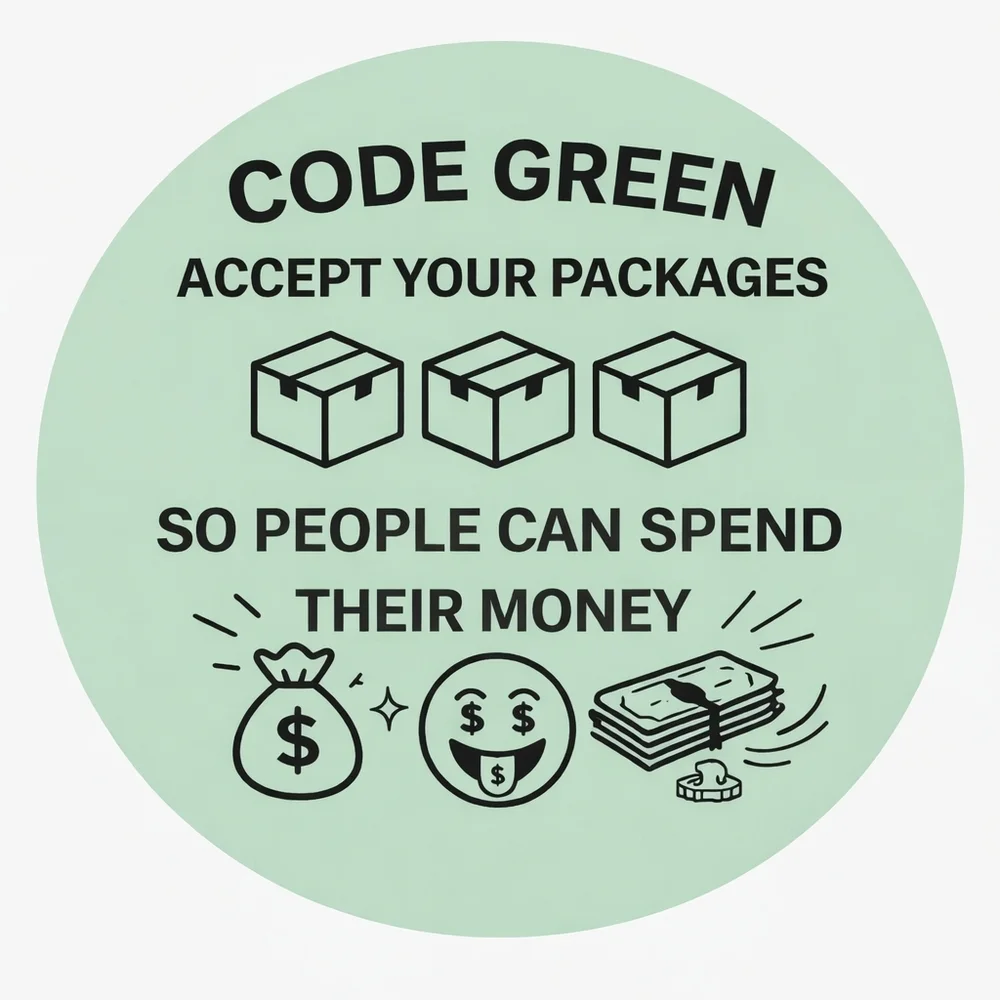 Hand Crafted Code Green  Or Givey Arrived 100 Green Thermal Stickers